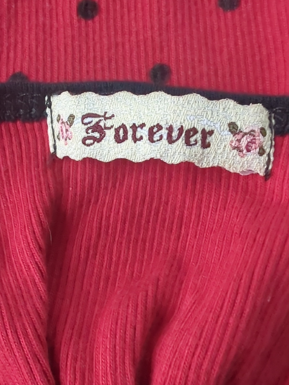 Forever 21 Red Tank Top with Black Polka Dots and Bow Back Size L - Picture 3 of 4